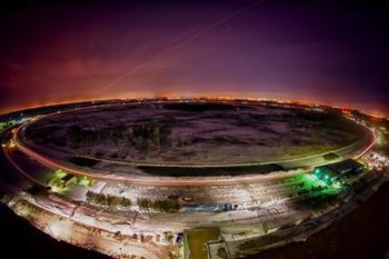A night view of Fermilab's Tevatron accelerator outside Chicago, Illinois is seen in a February 8, 2011 handout photo. CREDIT: REUTERS/FERMILAB/REIDAR HAHN/HANDOUT